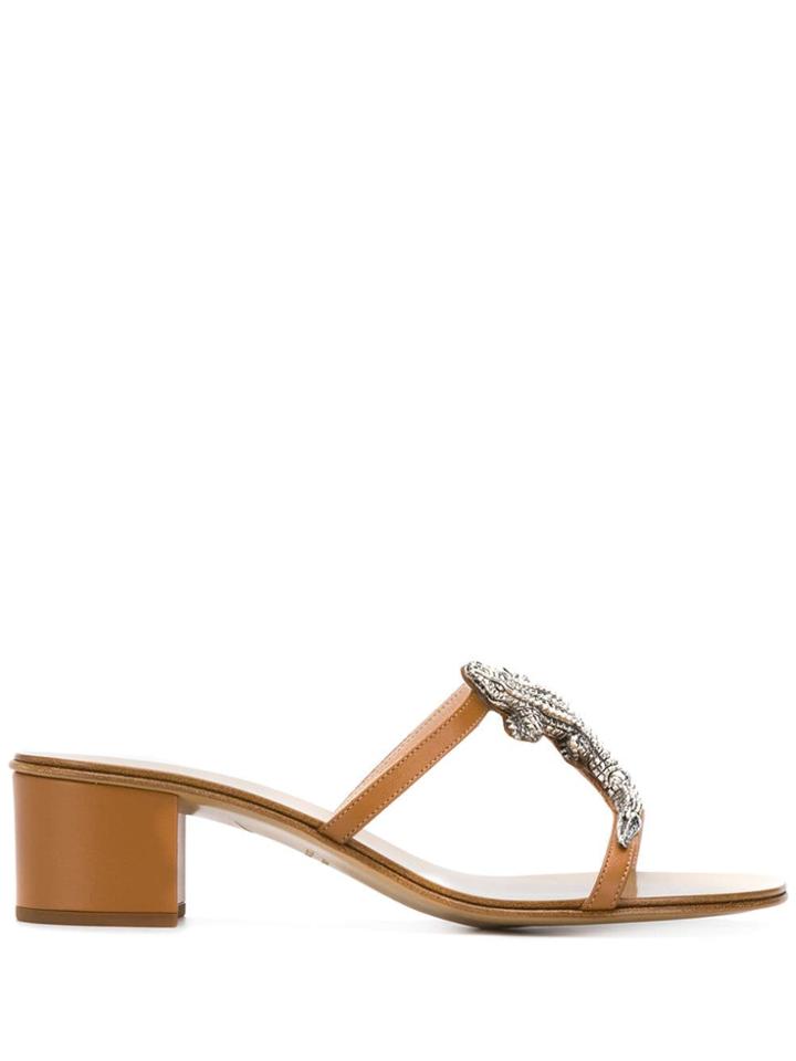 Giuseppe Zanotti Alligator Appliqué Sandals - Brown