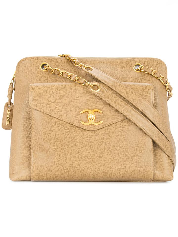 Chanel Vintage Turn-lock Pocket Tote Bag - Nude & Neutrals