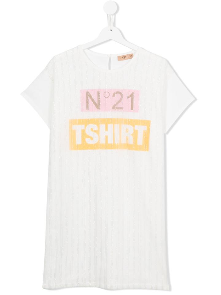 No21 Kids - Logo Print T-shirt - Kids - Silk/cotton/polyamide/spandex/elastane - 14 Yrs, White