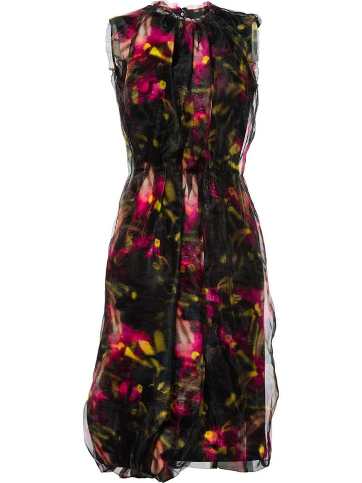 Prada Organza And Jersey Dress - Black