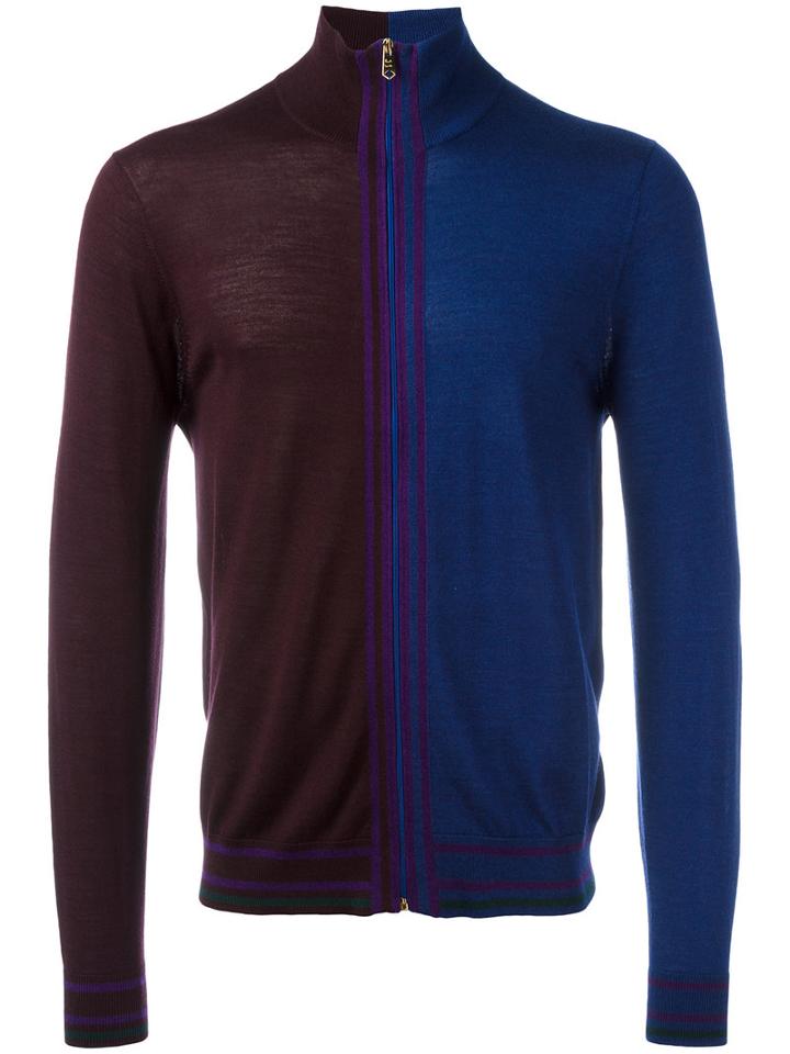 Paul Smith Bicolour Cardigan, Size: Medium, Blue, Silk/merino