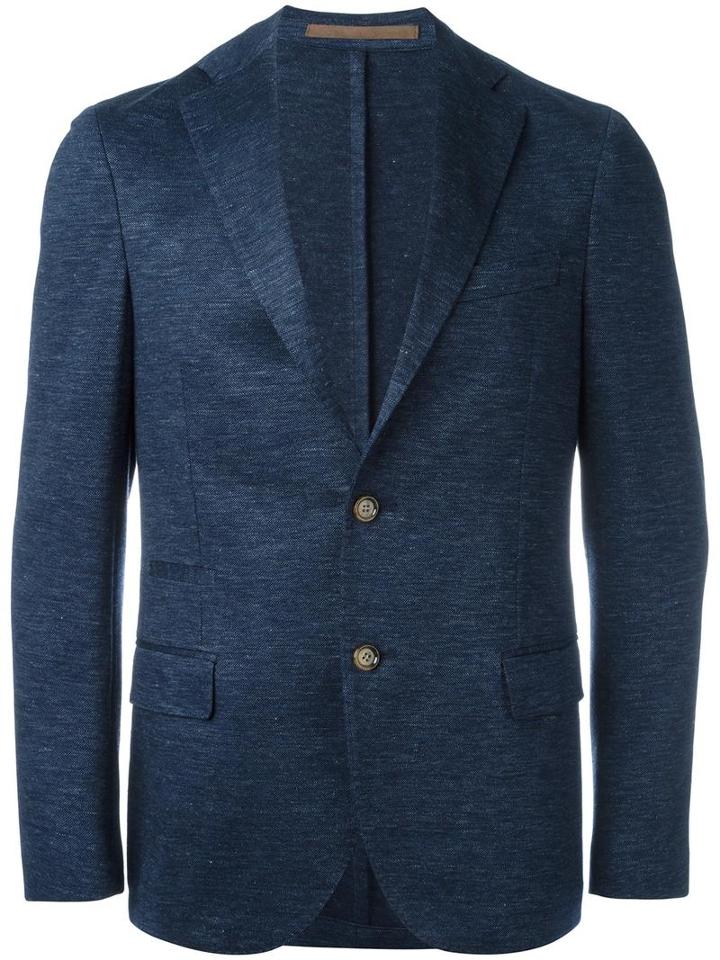 Eleventy Flap Pockets Blazer, Men's, Size: 56, Blue, Linen/flax/cotton/acetate/pbt Elite