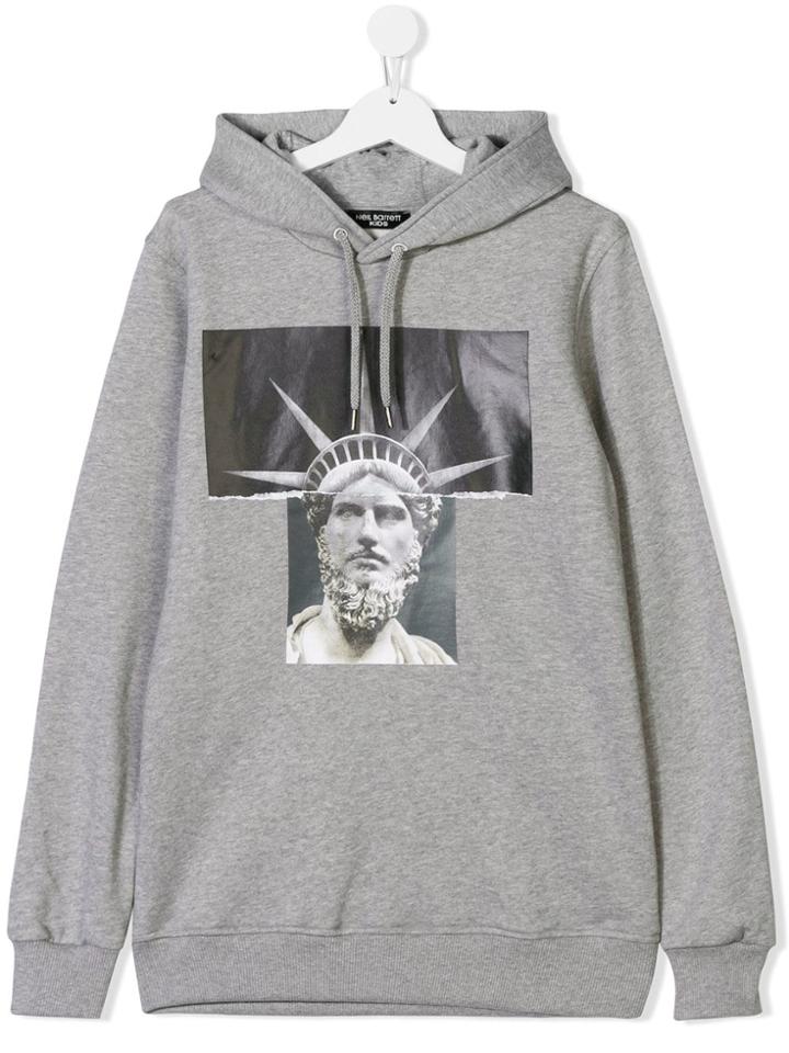 Neil Barrett Kids Teen Graphic Print Hoodie - Grey