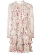 Zimmermann - Floral Print Dress - Women - Silk/polyester/sinflex - 1, Nude/neutrals, Silk/polyester/sinflex