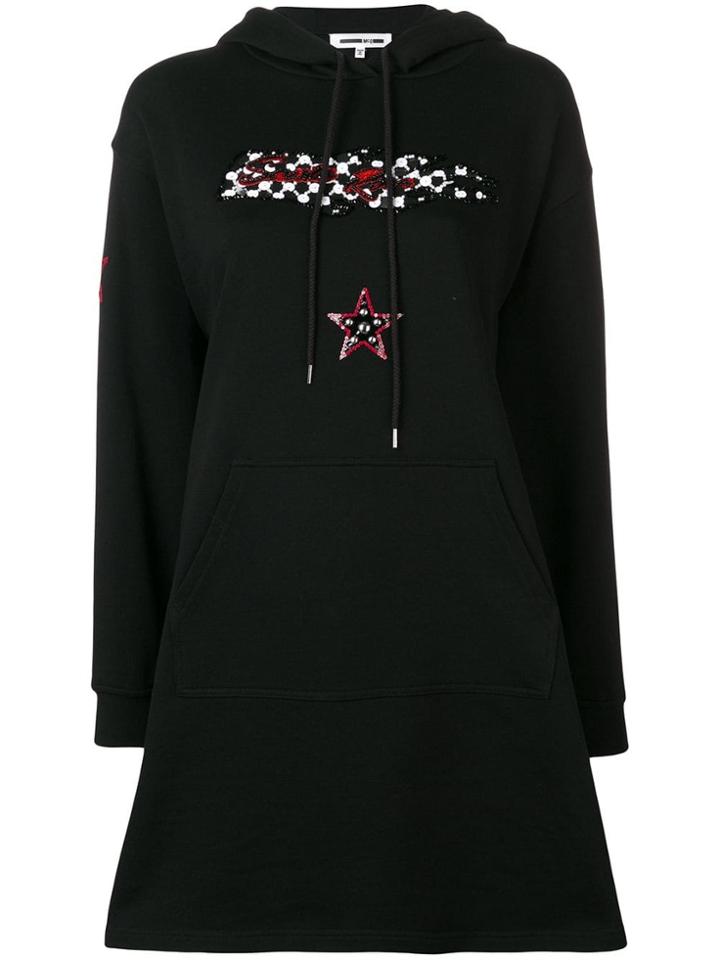 Mcq Alexander Mcqueen Racing Babydoll Hoodie Dress - Black
