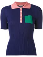 Moncler - Colour Block Polo Shirt - Women - Silk - Xs, Pink/purple, Silk