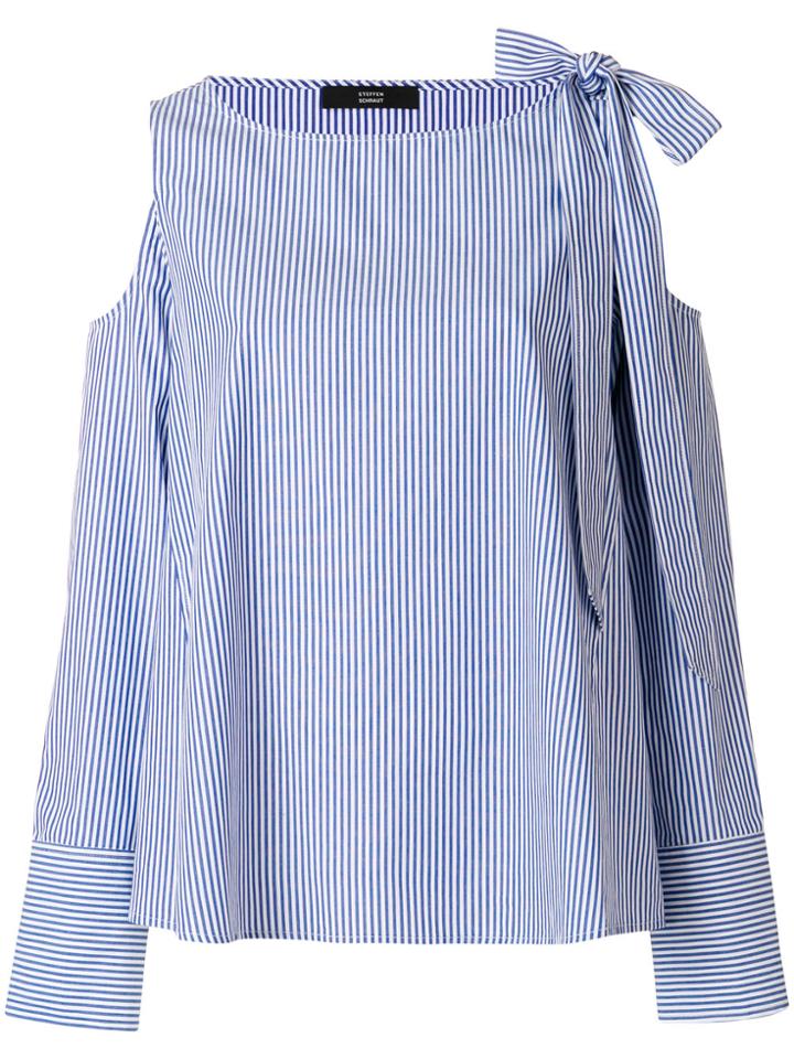 Steffen Schraut Striped Cold Shoulder Blouse - Blue
