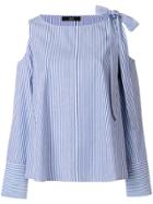 Steffen Schraut Striped Cold Shoulder Blouse - Blue
