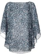 Michael Kors Floral Print Top, Women's, Size: Xs, Blue, Silk