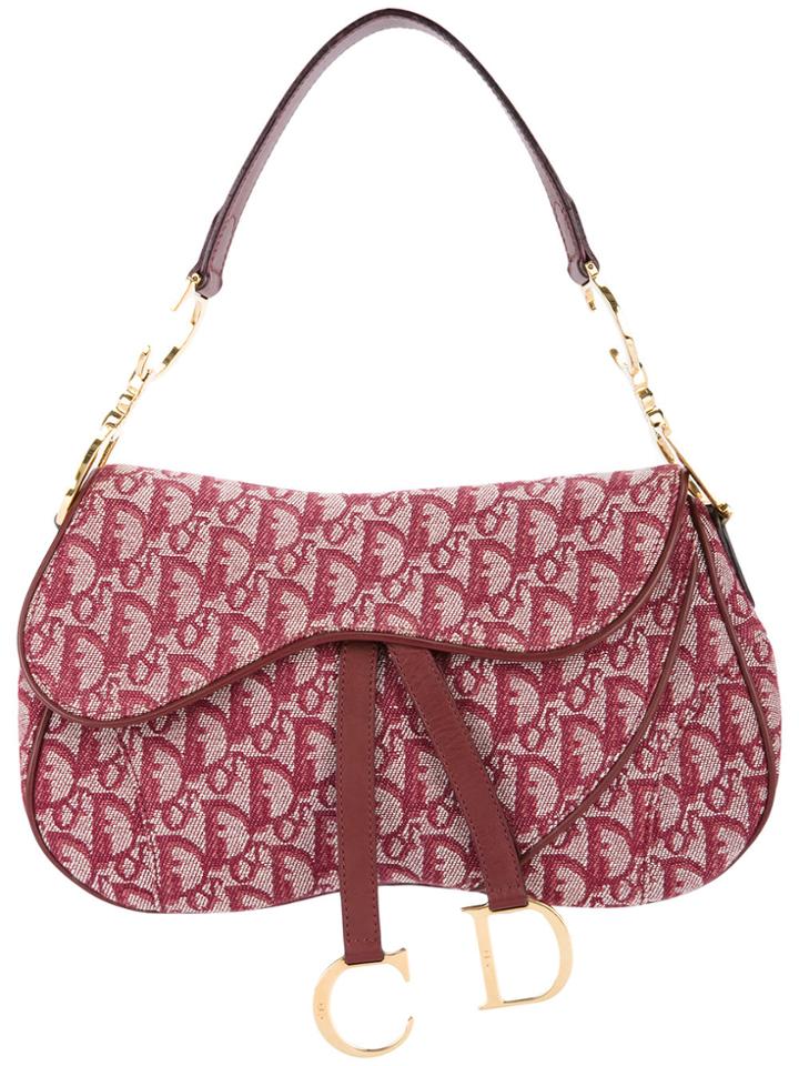 Christian Dior Vintage Trotter Pattern Shoulder Bag - Red