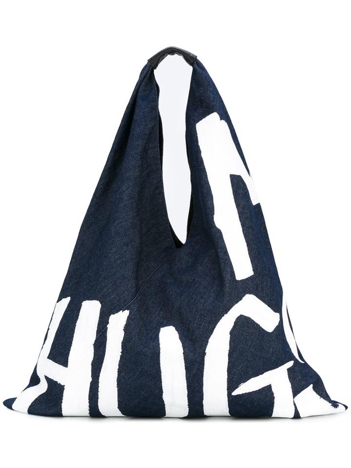 Mm6 Maison Margiela - Printed Tote Bag - Women - Cotton/leather/polyester - One Size, Blue, Cotton/leather/polyester