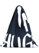 Mm6 Maison Margiela - Printed Tote Bag - Women - Cotton/leather/polyester - One Size, Blue, Cotton/leather/polyester