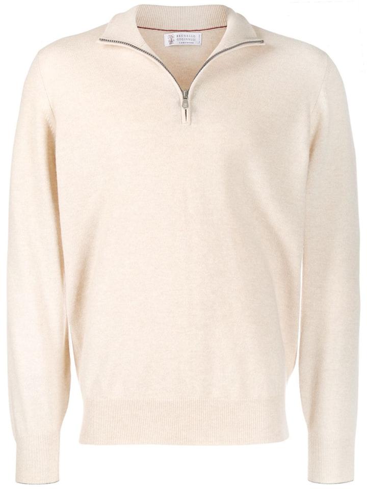 Brunello Cucinelli Half Zip Jumper - Neutrals