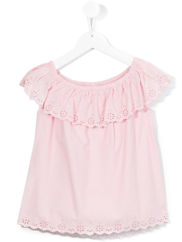 Ralph Lauren Kids Eyelet Off The Shoulder Top, Girl's, Size: 7 Yrs, Pink/purple