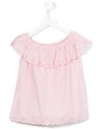 Ralph Lauren Kids Eyelet Off The Shoulder Top, Girl's, Size: 7 Yrs, Pink/purple
