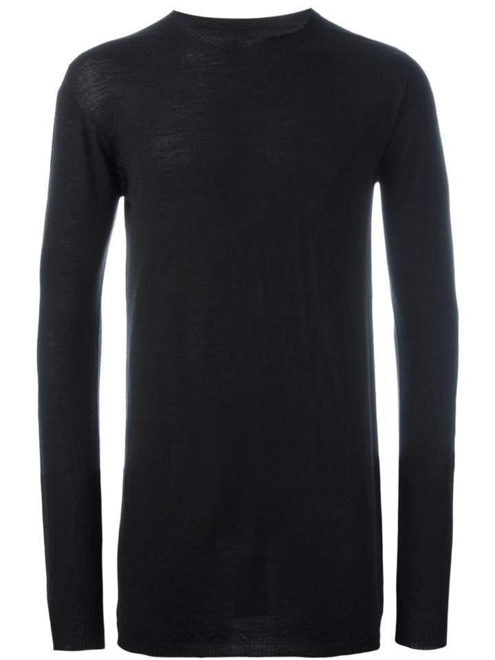 Rick Owens Fine Knit Jumper, Men's, Size: Medium, Black, Virgin Wool