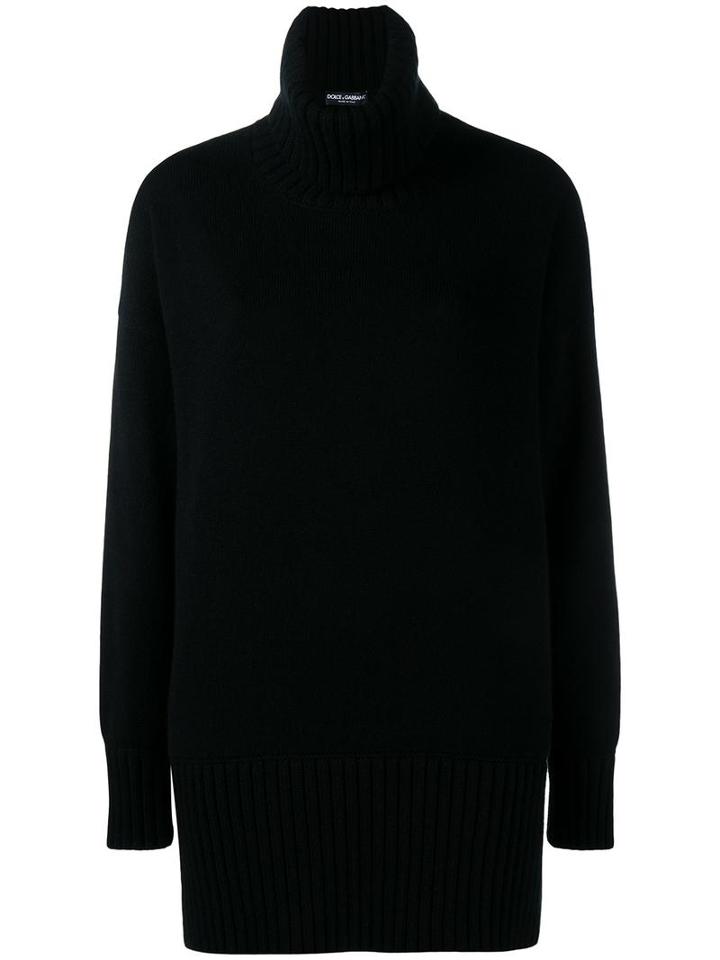 Dolce & Gabbana Oversized Rollneck Sweater, Women's, Size: 38, Black, Cashmere