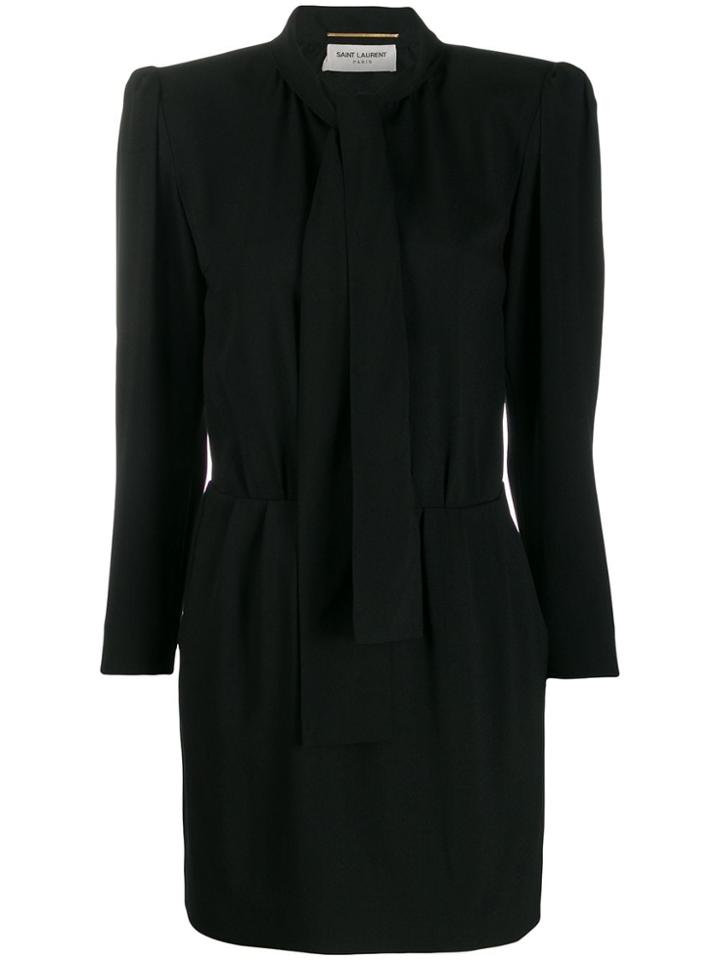 Saint Laurent Structured Shoulder Dress - Black