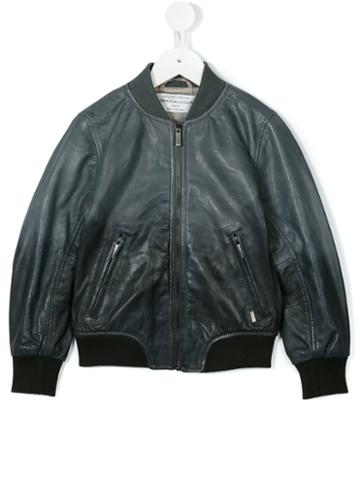 John Galliano Kids - Leather Bomber Jacket - Kids - Cotton/sheep Skin/shearling/polyester - 10 Yrs, Boy's, Blue