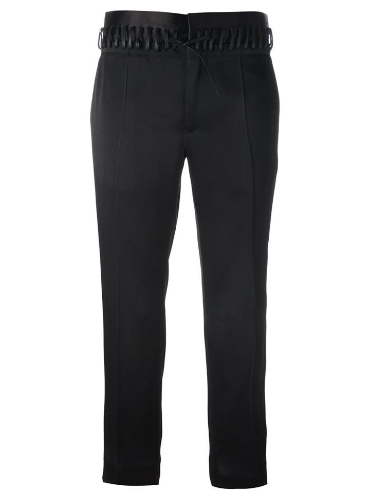 Haider Ackermann Drawstring Detailing Crooped Trousers, Women's, Size: 38, Black, Silk/cotton/acetate/viscose