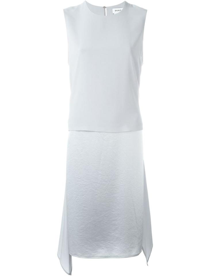 Dkny Draped Sides Dress, Women's, Size: Large, Grey, Triacetate/polyester