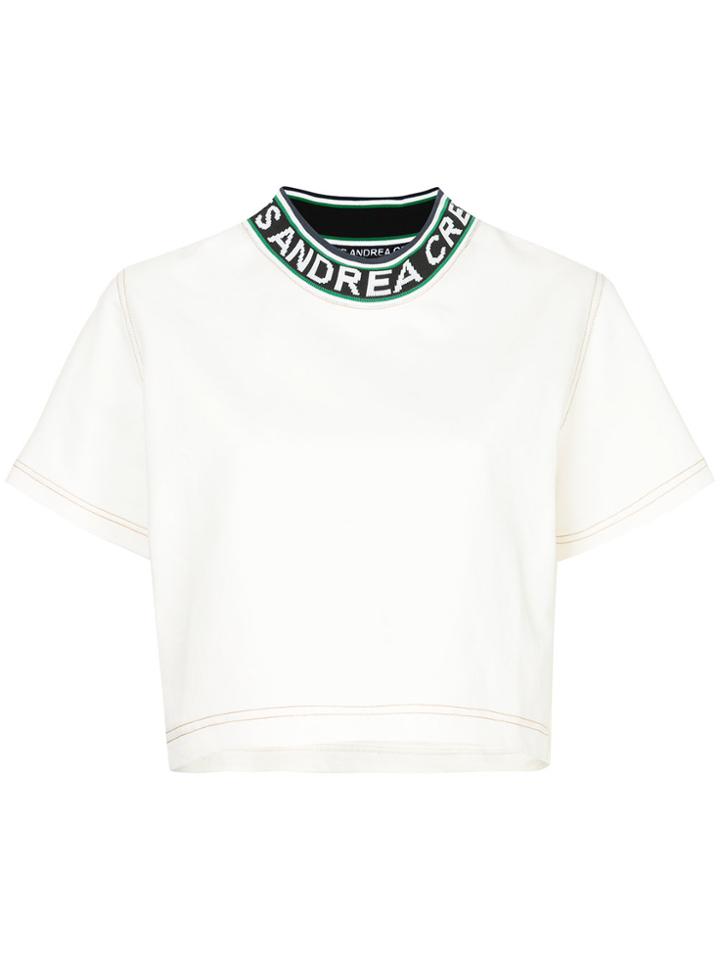 Andrea Crews Ribbed Neck T-shirt - Nude & Neutrals