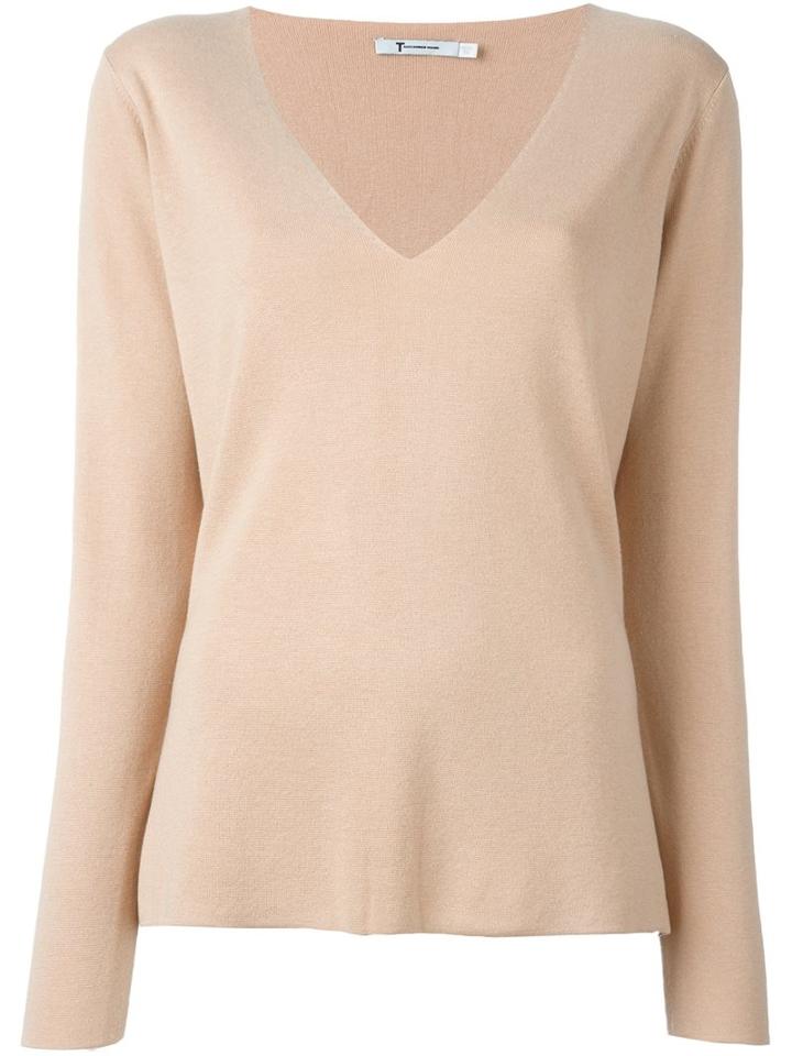 T By Alexander Wang Fine Knit Jumper, Women's, Size: Medium, Nude/neutrals, Silk/nylon/viscose/wool