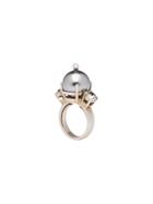 Miu Miu Pearl And Crystal Ring - Metallic