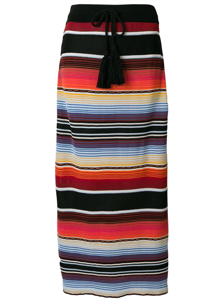 Laneus Mexico Long Striped Drawstring Skirt - Multicolour