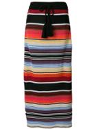 Laneus Mexico Long Striped Drawstring Skirt - Multicolour