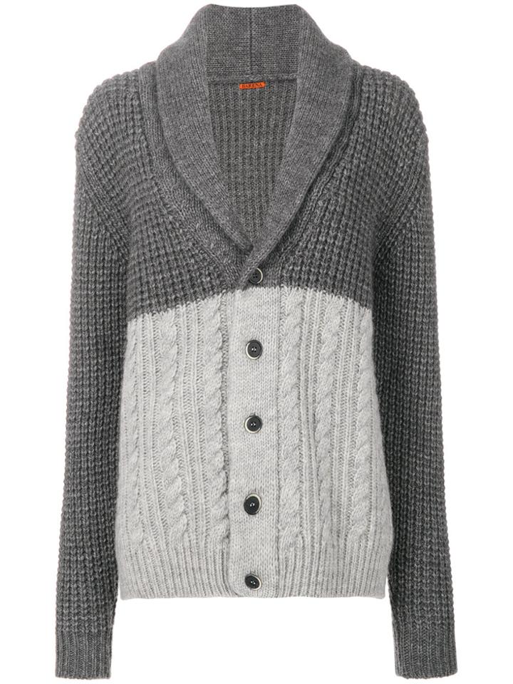 Barena Shawl Lapel Tonal Cardigan - Grey