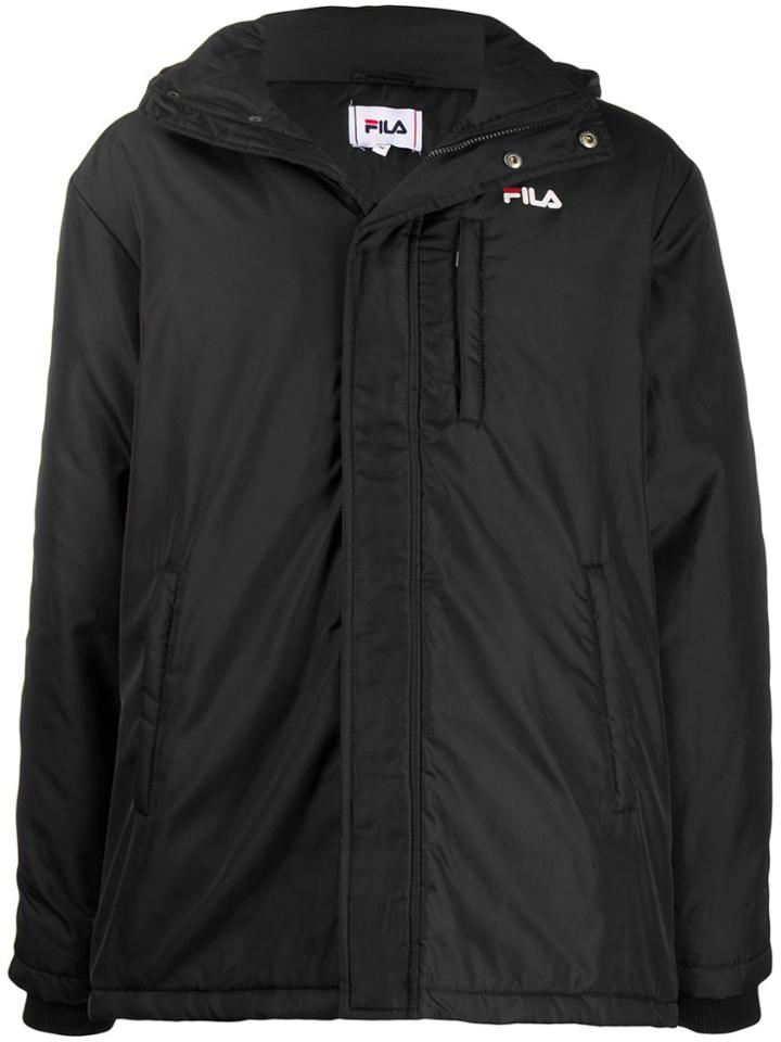 Fila Logo Stripe Hooded Coat - Black