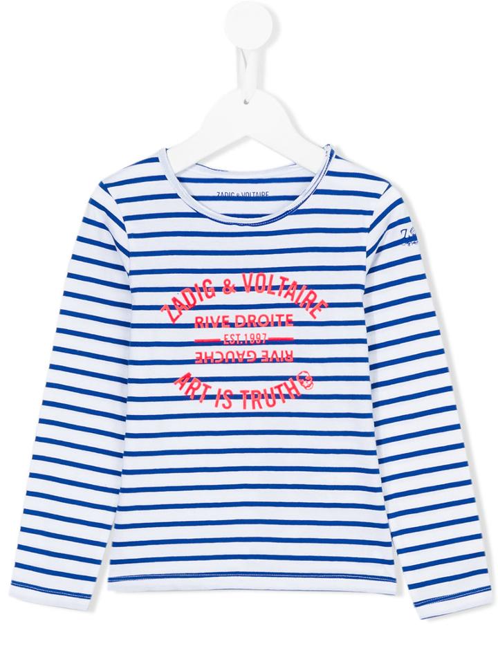Zadig & Voltaire Kids Striped T-shirt, Girl's, Size: 8 Yrs, White