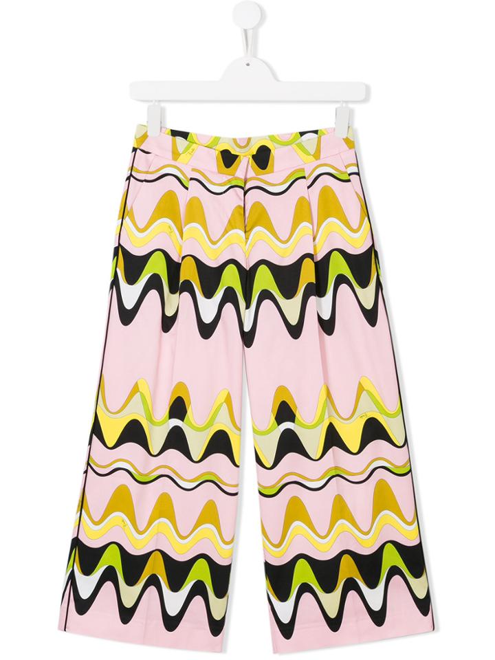Emilio Pucci Junior Wavy Striped Printed Trousers - Multicolour
