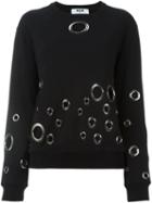 Msgm Eyelet Detail Round Neck Jumper, Women's, Size: L, Black, Cotton