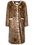 Stand Leopard Print Coat - Multicolour