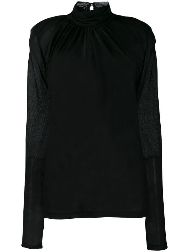 Patrizia Pepe Gathered Neck Blouse - Black