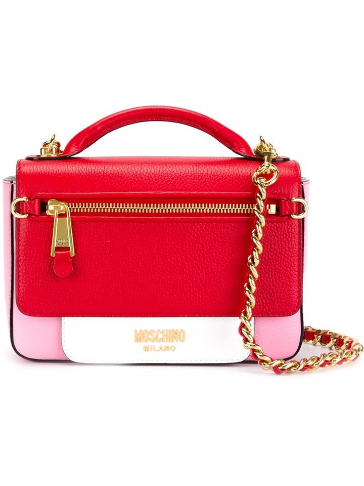 Moschino Colour Block Tote, Women's, White, Leather/metal Other
