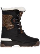 Fendi Ff-panel Shearling Snow Boots - Black