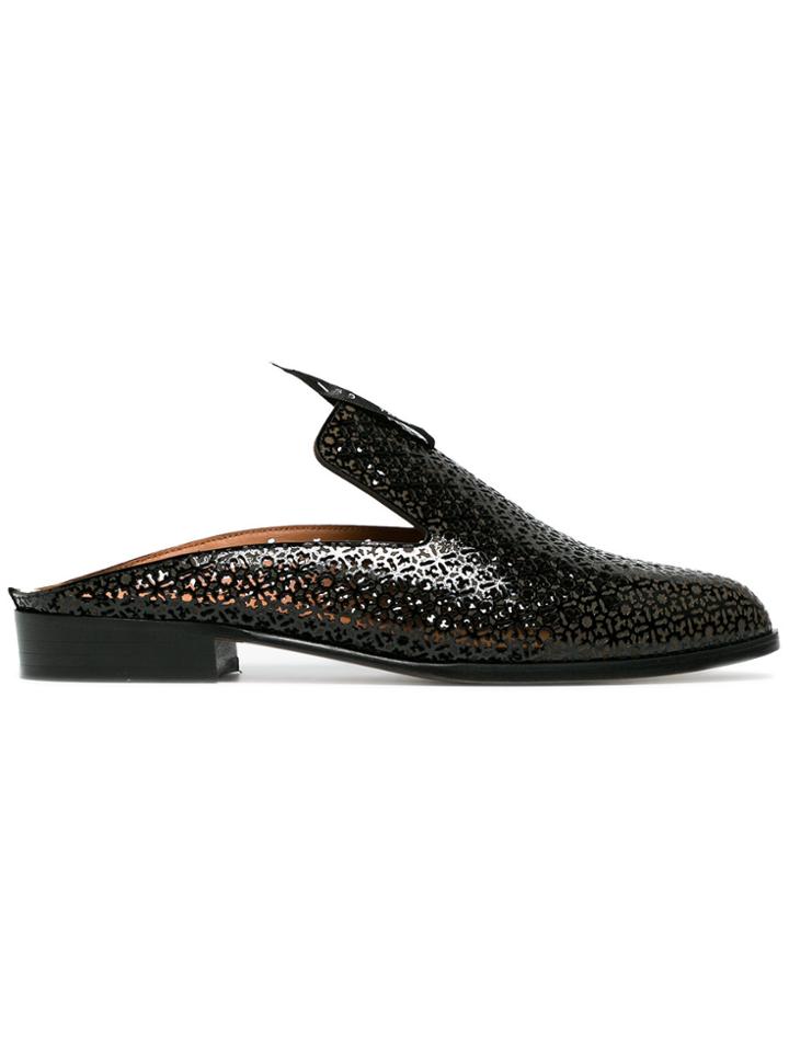 Robert Clergerie Patent Leather Asier Backless Loafers - Black