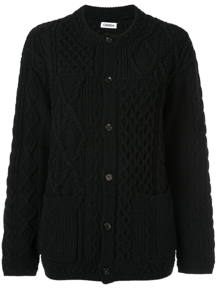 Coohem Aran Patchwork Cardigan - Black