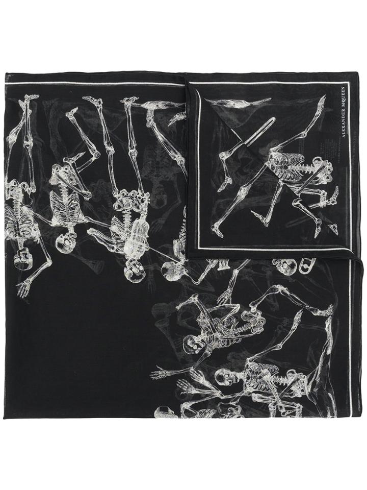 Alexander Mcqueen Dancing Skull Print Scarf - Black