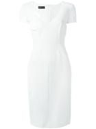 Emporio Armani Piquet Fitted Dress, Women's, Size: 46, White, Polyester/polyamide/viscose/spandex/elastane