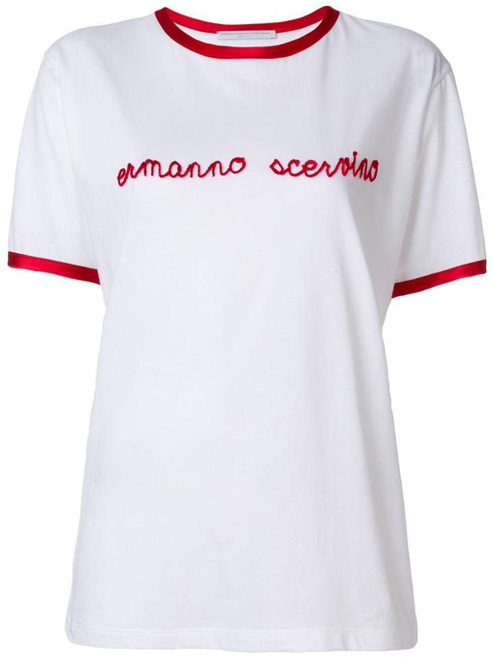 Ermanno Scervino Silk Trim Flocked T-shirt - White