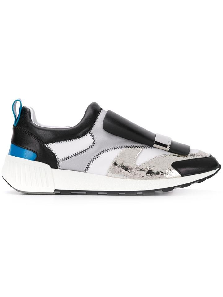 Sergio Rossi Metallic Plaque Sneakers - White