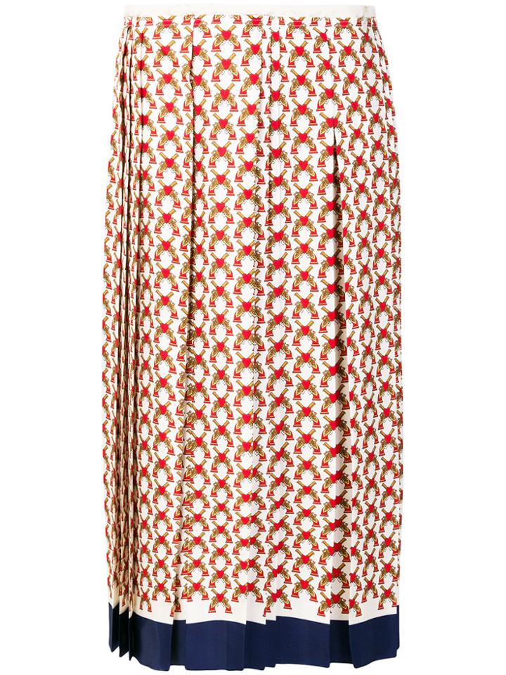 Gucci Heart Print Pleated Skirt - Multicolour