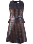 Carven High Shine Striped Dress, Women's, Size: 38, Blue, Polyester/acetate/viscose/metallized Polyester