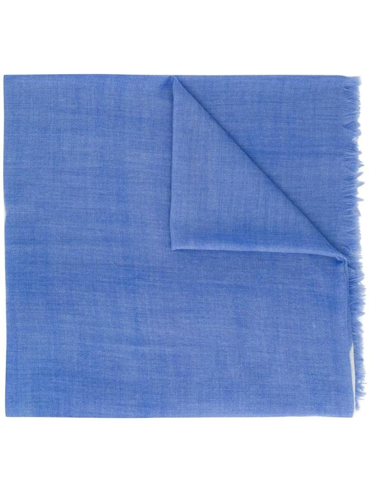Closed Logo Frayed Hem Scarf - Blue