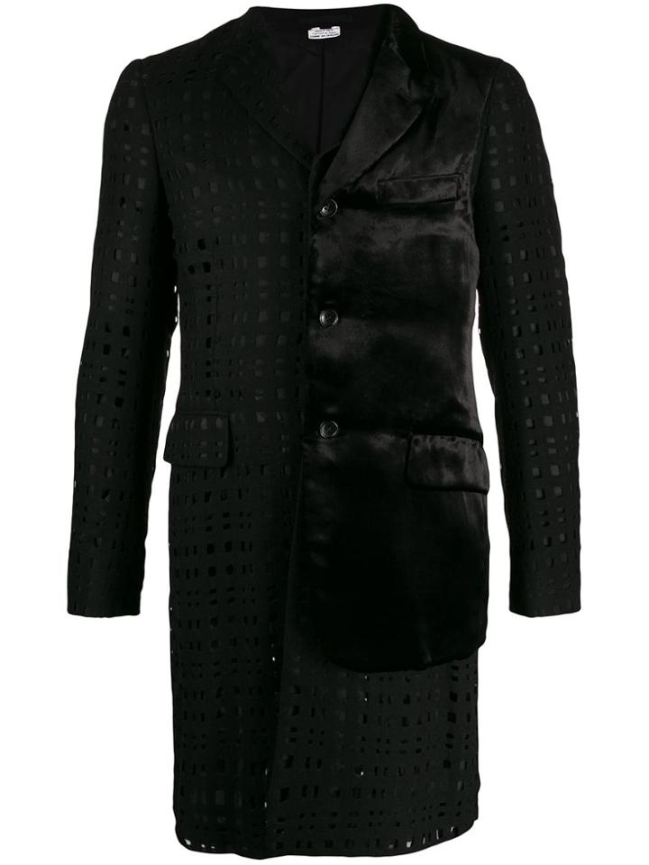 Comme Des Garçons Homme Plus Cut-out Detail Fitted Coat - Black