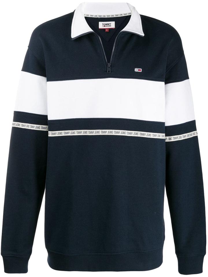 Tommy Jeans Stripe Panel Polo Jumper - Blue